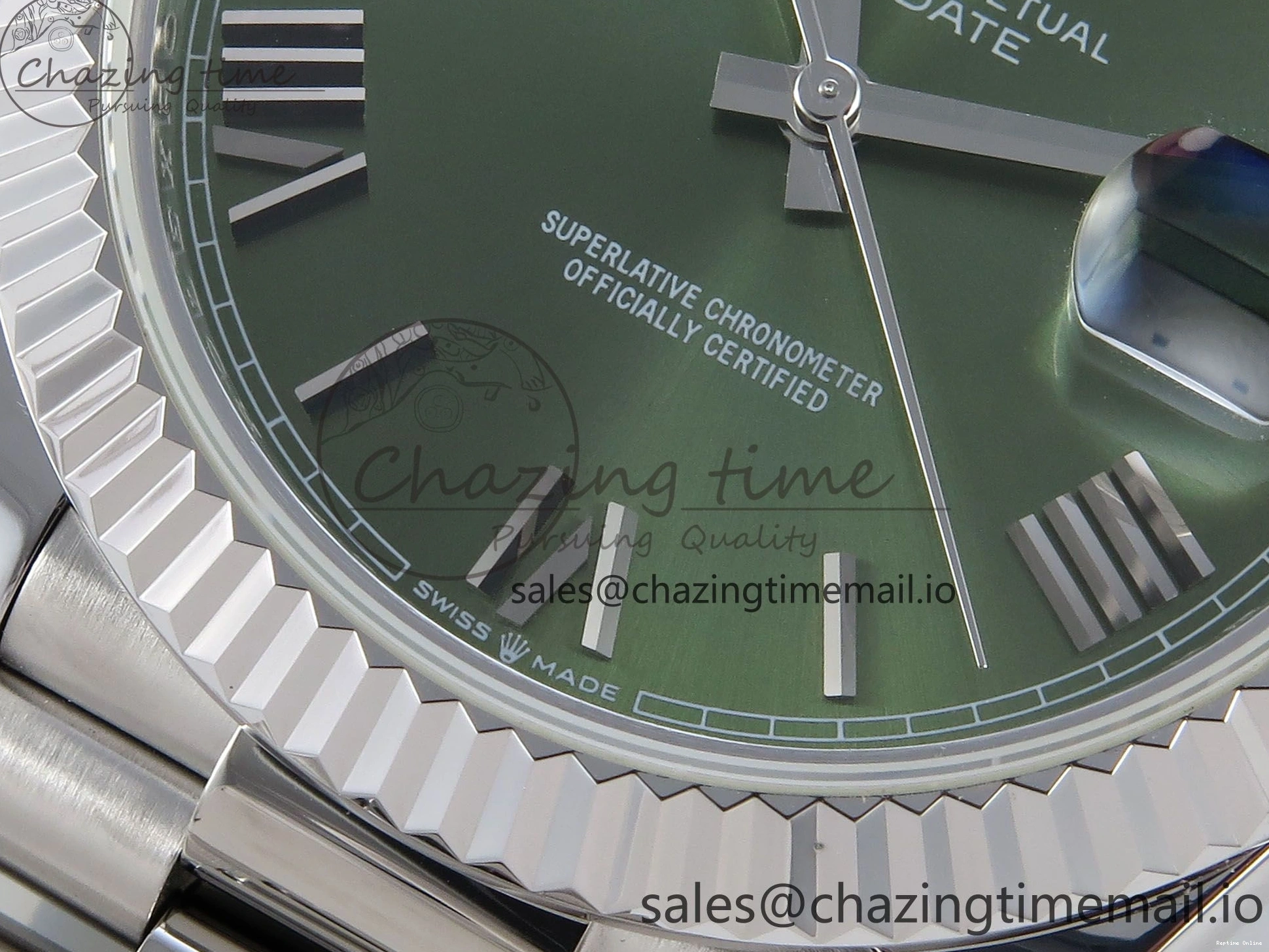 0113 Tailored Day Date 40 SS 228239 KF 1:1 Best Edition Green Roman Dial on President Bracelet VR3255 (Gain Weight) 826